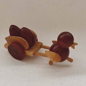 GOULA SPAIN. NATURAL WOOD CHICK PULLING HER EGGS IN A CART  VINTAGE